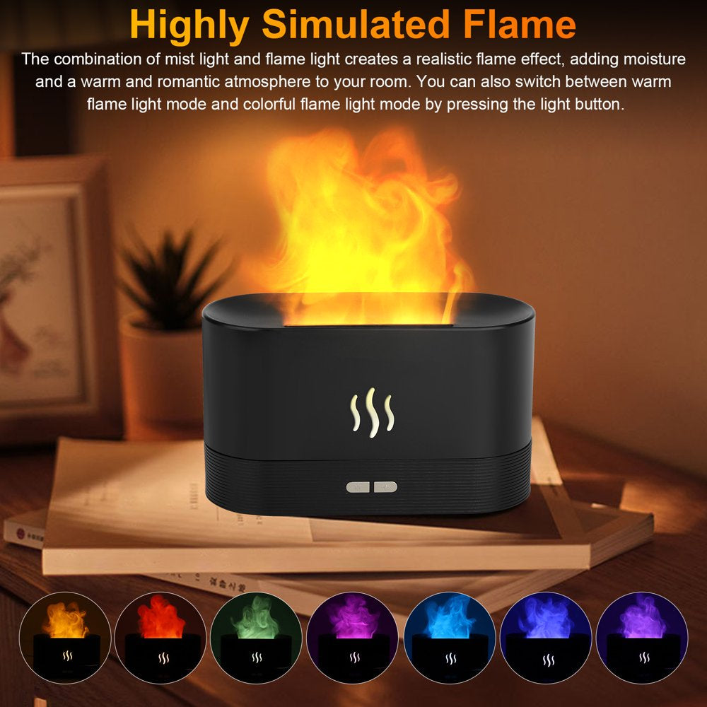 Flame Air Humidifier Essential Oil Diffuser,  3D USB 7 Color Light Aroma Diffuser for Home, Office, Spa, Gym