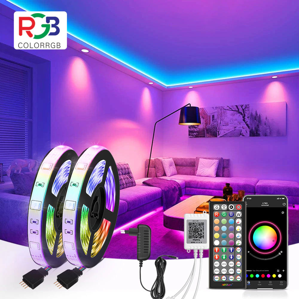 LED Strip Light RGB 5050 Music Sync Color Changing Sensitive Built-In Mic, App LED Lights DC12V Flexible