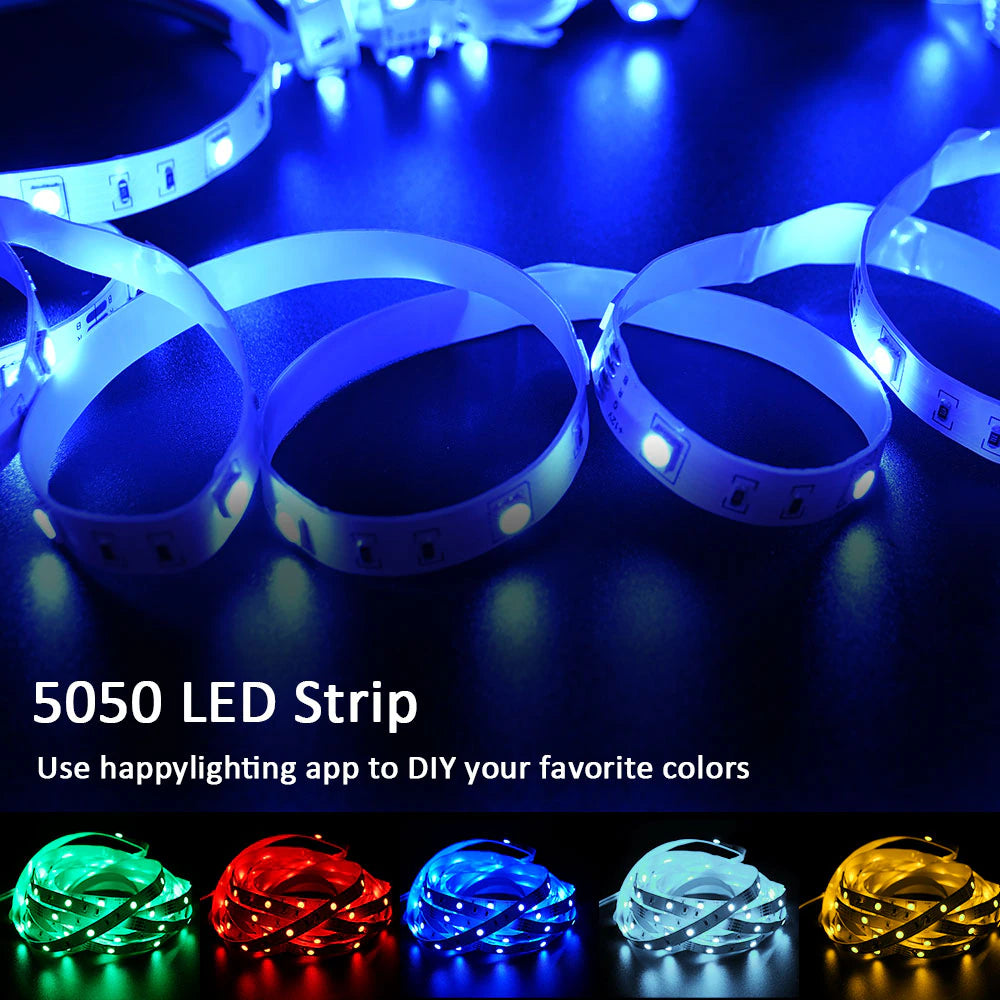 LED Strip Light RGB 5050 Music Sync Color Changing Sensitive Built-In Mic, App LED Lights DC12V Flexible